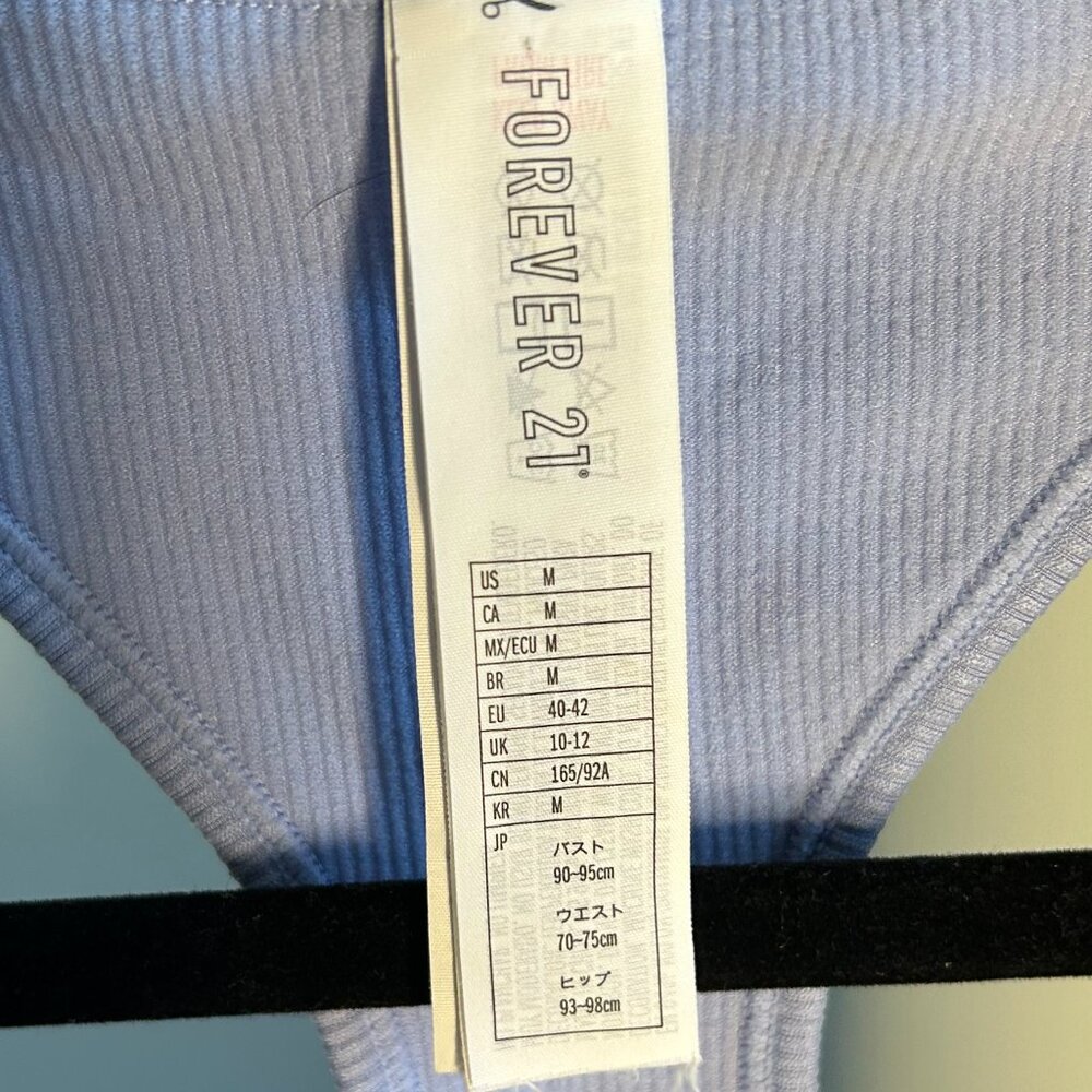 Forever 21 Periwinkle Purple Ribbed Razor Back Tank Top With Button Front Top - Picture 4 of 5